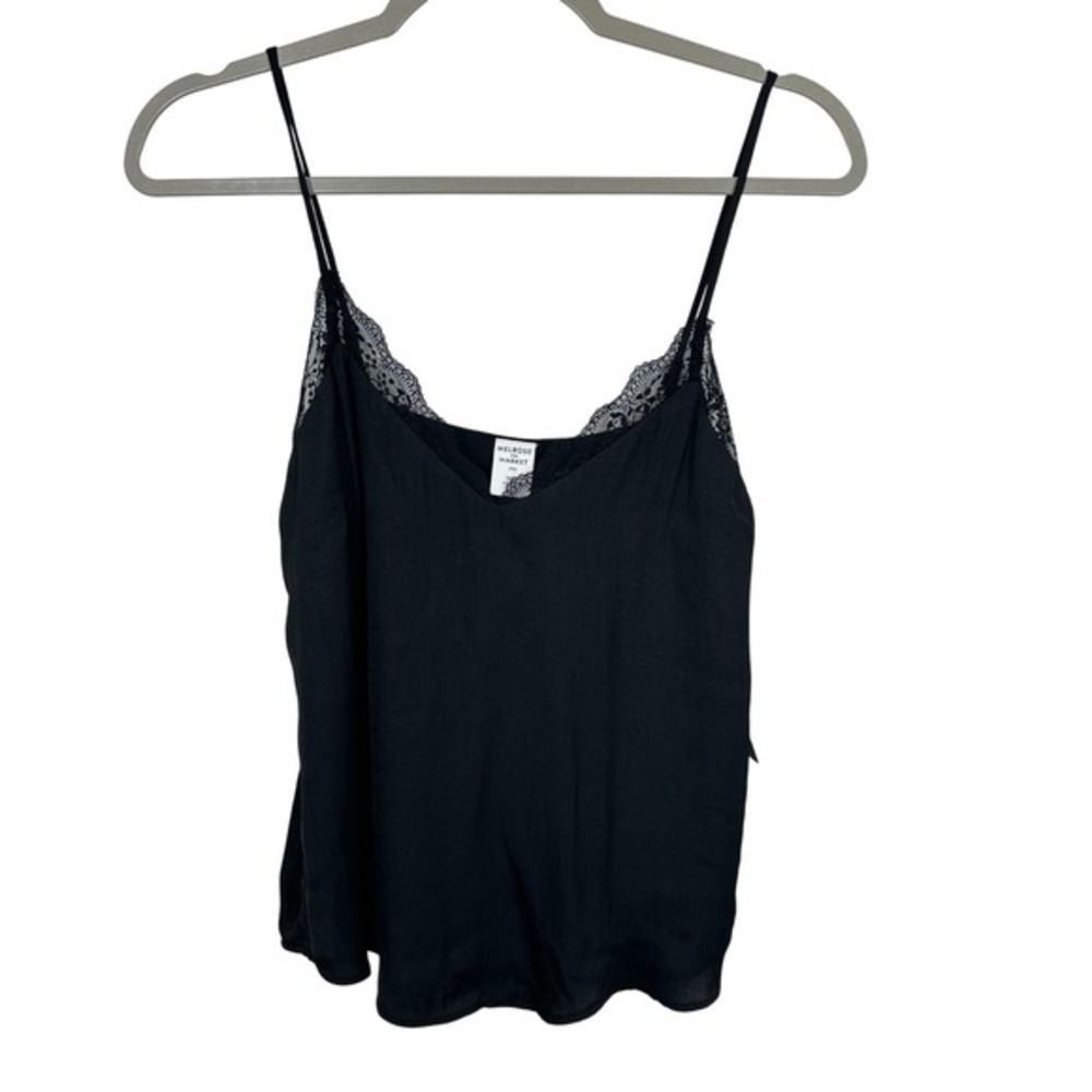 Melrose and Market Black Delicate Lace Trim Cami Tank Top XXS NWT Feminine